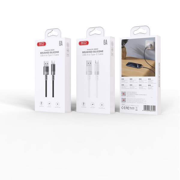 XO-kabel NB282 USB - USB-C 1,0 m 6A vit