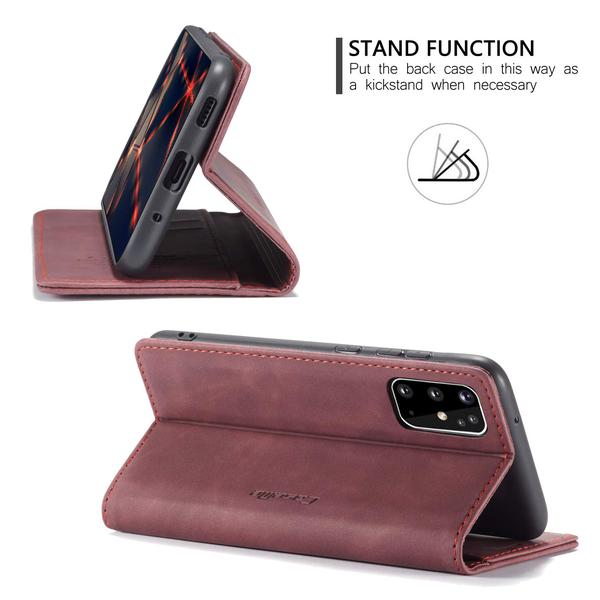 Hög kvalitet plånbok Läderfodral  för Samsung S20 plus vinröd