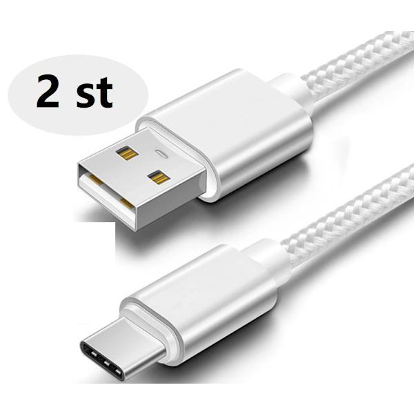 2 st 2 m färgade  usb-c supporta Q.C 3.0 silver Silver