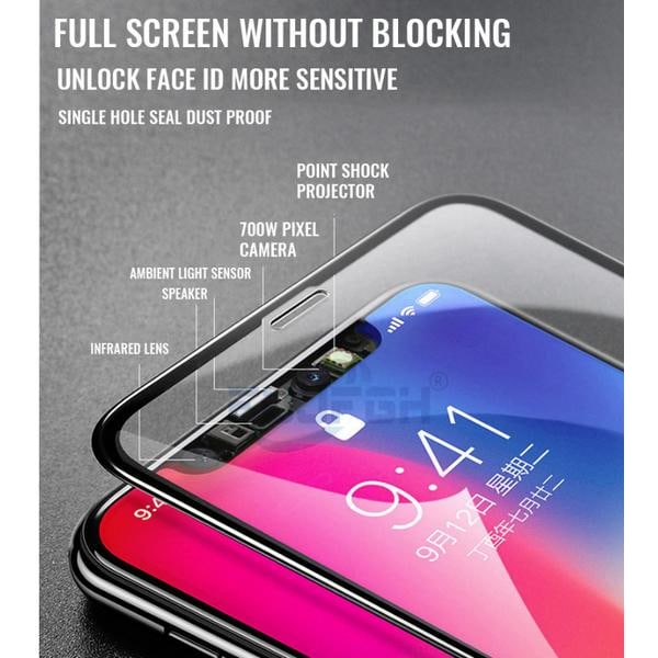 20 D Heltäckande Härdat Glas för Iphone X svart Transparent