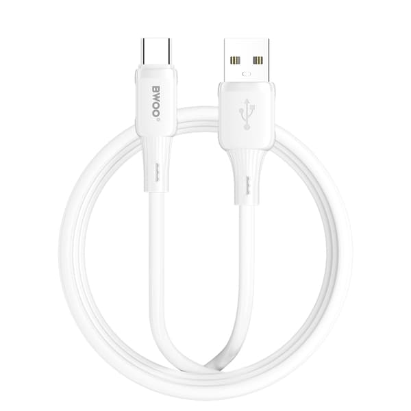 BWOO 3A silikonkabel X329C USB - USB-C 1m vit vit