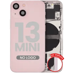 Baksida med smådelar för iPhone 13 Mini (amerikansk version) (Eftermarknad Plus) (Rosa)