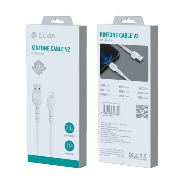 Devia kabel Kintone EC143 USB - Lightning 1,0 m 2,1A vit vit