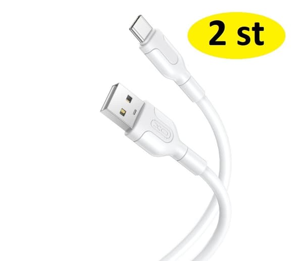 2 st 1 m snabbladdare USB-C vit vit