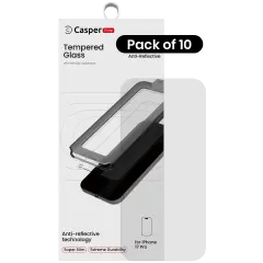 Casper Snap Härdat Glas för iPhone 17 Pro / 18 Pro (10-pack) (AR Clear) röd