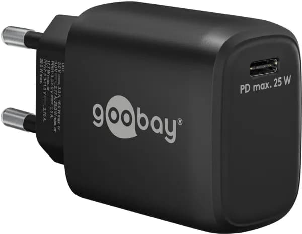 Goobay USB-C 25Watt PD 3.0 Strömforsyningsadapter svart