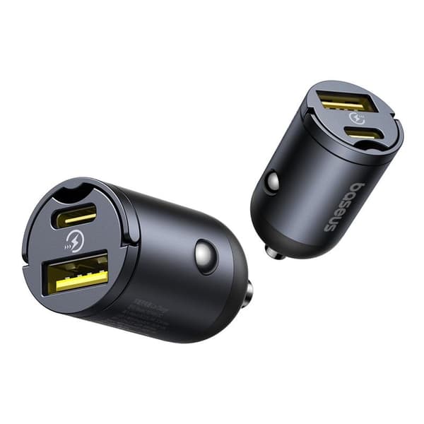 Baseus Mini Tiny Star PD billaddare 1x USB-C - USB-A-port 30W svart