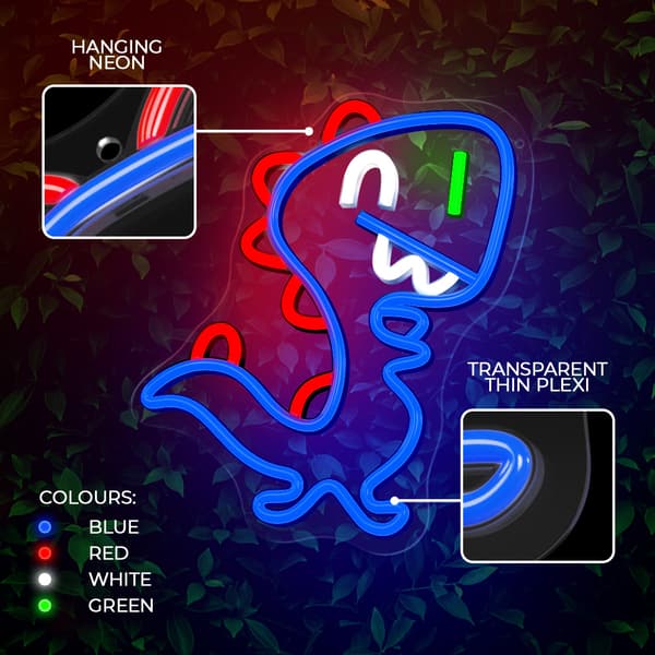 Neon PLEXI LED JURASSIC BABY DINO blå FLNJ01 Forever Light blå