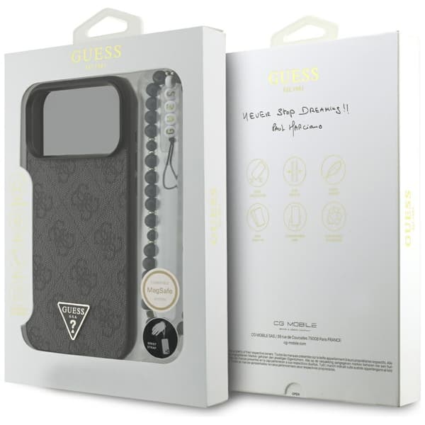 Guess 4G Strap Triangle Logo MagSafe Case for iPhone 17 Pro Max Black