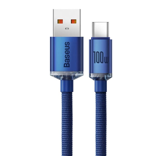 Baseus kabel Crystal Shine USB - USB-C 1,2 m 100W blå blå