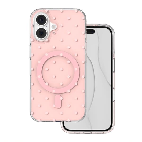 Bubble Dots Mag fodral för iPhone 16 6,1\" rosa