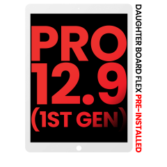 LCD-enhet med digitizer och dotterkort flex förmonterat för iPad Pro 12.9\" 1:a generationen (2015) (Eftermarknad Plus) (Vit) vit