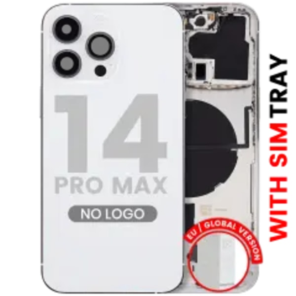 Baksida med smådelar för iPhone 14 Pro Max (EU / Global version) (Eftermarknad Plus) (Silver)