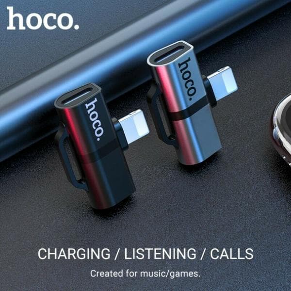 HOCO Adapterkontakt - dual lightning LS20 svart