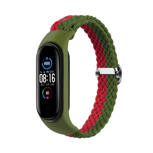 FLÄTAD REM SMART BAND M3/M4/M5/M6 GRÖN-RÖD