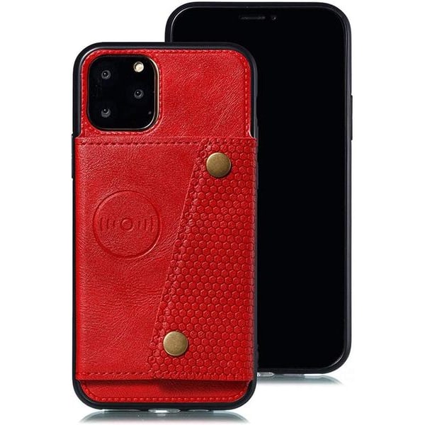 ny design iphone 11 pro plånboks fodral med magnet röd Red