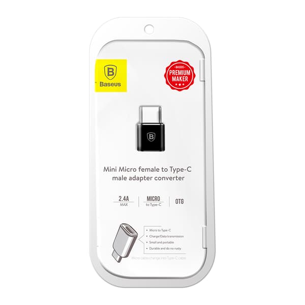 Baseus OTG-adapter microUSB - USB-C svart