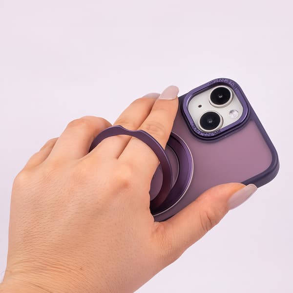 Mag Ring Rotating skal för iPhone 15 Pro lila lila