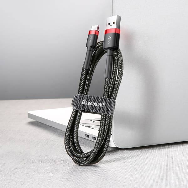 Baseus kabel Cafule USB - USB-C 1,0 m 3A röd-svart