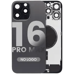 Baksida i glas med MagSafe-magnet för iPhone 16 Pro Max (ingen logotyp) (eftermarknad) (svart titan) svart