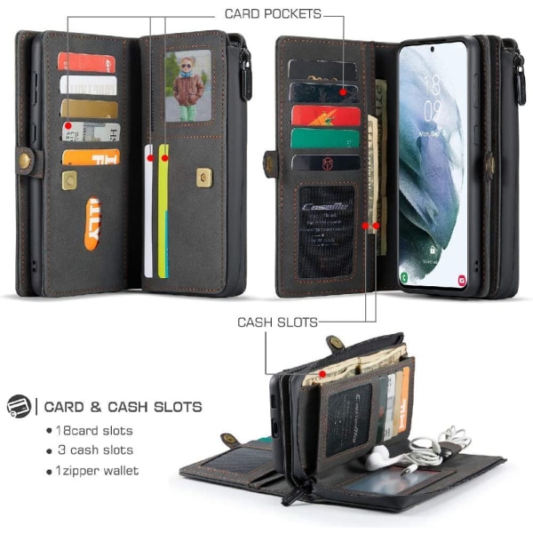 CaseMe 018 för Samsung Galaxy S21 Ultra Plånboksfodral|svart