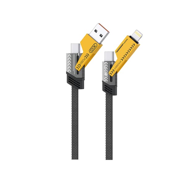 XO-kabel NB283 4-i-1 USB-C - Lightning + USB - USB-C 60W 1,0m grå