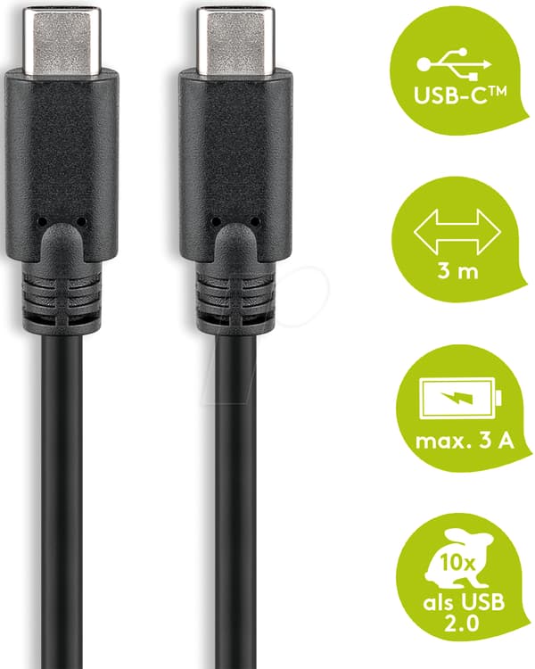 goobay USB-kabel 3m svart