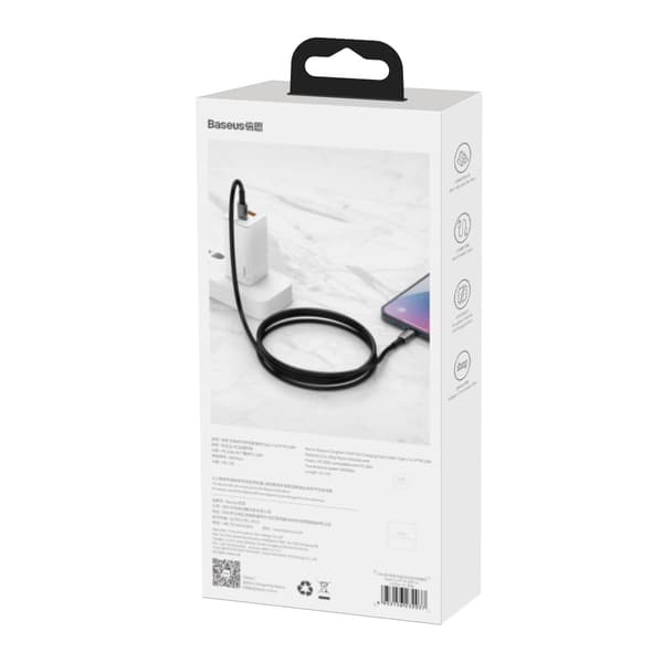Baseus-kabel Tungsten PD USB-C - USB-C 1,0 m svart 100W