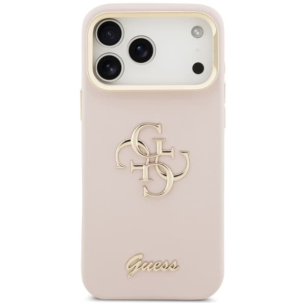 Guess Grained Big 4G & ställ Camera fodral för iPhone 17 Pro Max rosa