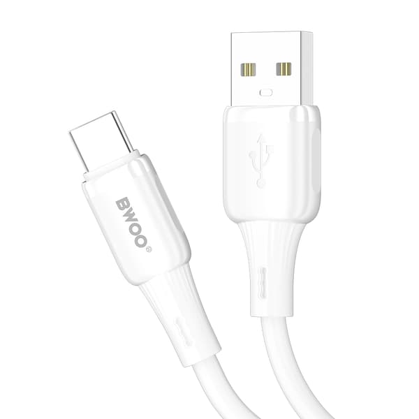 BWOO 3A silikonkabel X329C USB - USB-C 1m vit vit