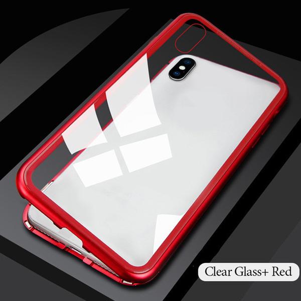 magnet fodral med härdat glas för iphone 7/8 röd Red