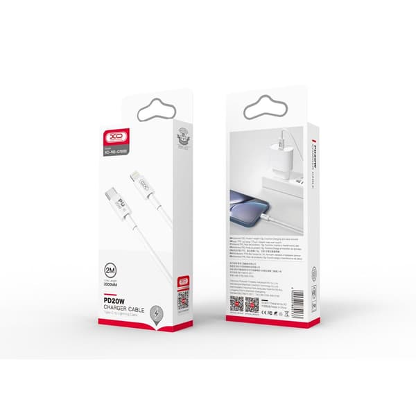 XO-kabel NB-Q189B PD USB-C - Lightning 2,0m 20W vit