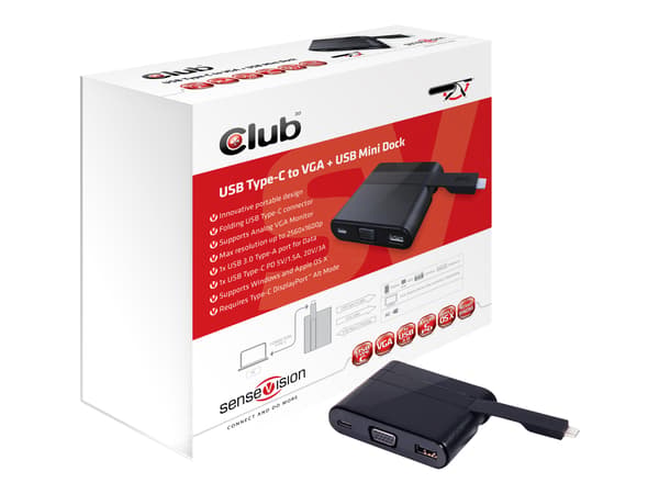Club 3D CSV-1532 USB-C 3.1 Gen 1 VGA Mini Dock svart
