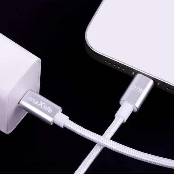 Maxlife MXUC-12-kabel USB-C - Lightning 2,0 m 27W vit
