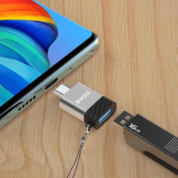 BWOO Adapter USB - USB-C Grå OTG BZ-35