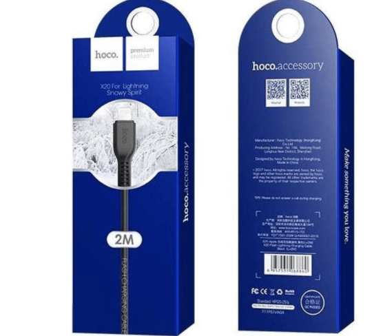 2 st 2m hoco iphone kablar svart svart