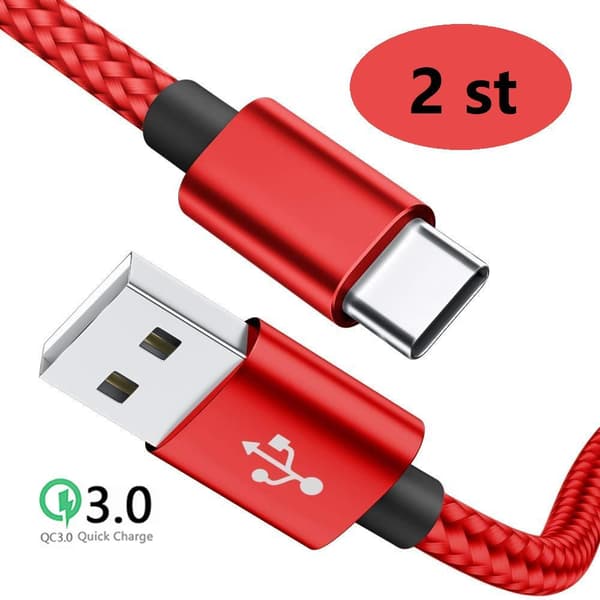 2 st super kvalitet 3 m  usb-c blandat LightBlue