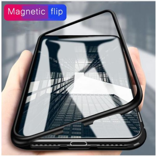 magnetisk glas bakfodral med Härdat glas Xs max svart Black