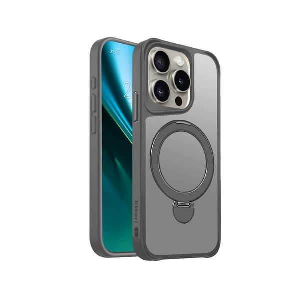 Etteri Matt Mag Ring skal för iPhone 15 Pro grå