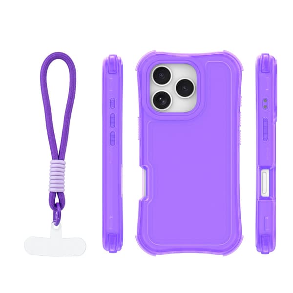 Safepop skal med rem för iPhone 16 Pro Max lila