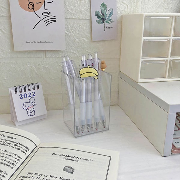 Transparent akrylpennhållare Dekorativ kubformad pennbehållare för målarpenselhållare för idealisk för studentbarn annons