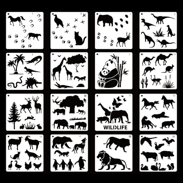 16 stk Multi-purpose Maling Stencil Kit DIY Tegning Stencil skabelon til indretning