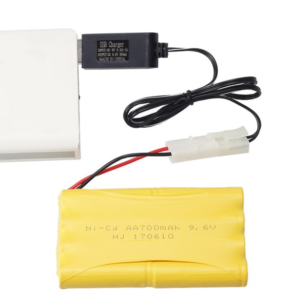 Laddningskabel Batteri USB -laddare Ni-Cd Ni-MH Batteripaket KET-2P Pluggadapter 9,6V 250mA utgång Leksaksbil Uppladdningsbar