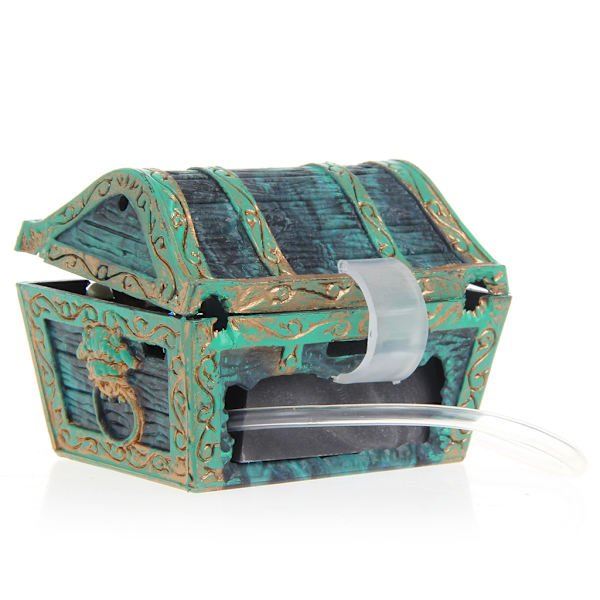 Akvarium Resin Ornamenter Lille skattekiste dekorationer Fisk til Tank Accessor Green