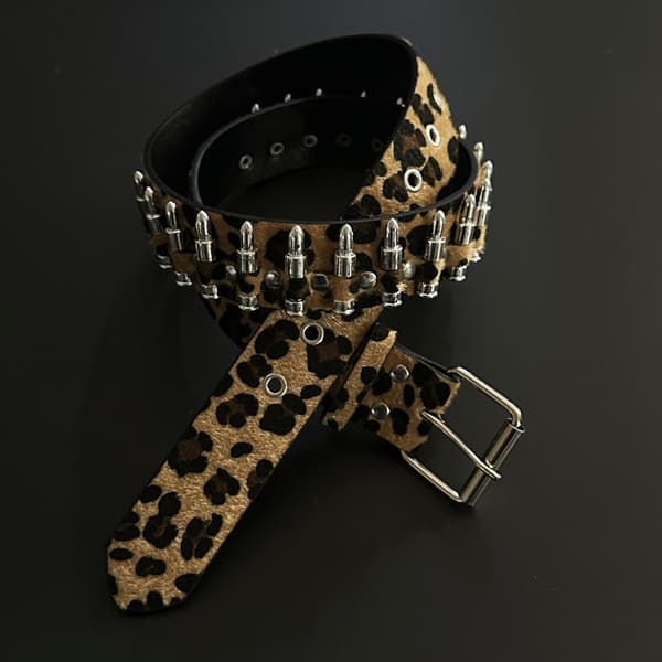Gotiske spænder dekoreret justerbar sort leopardprint til kvindebukser