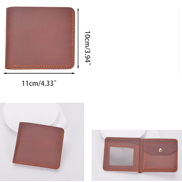 Retro handgjord plånbok för män Läder liten myntväska Korthållare Pengarväska Craft Tool Brown