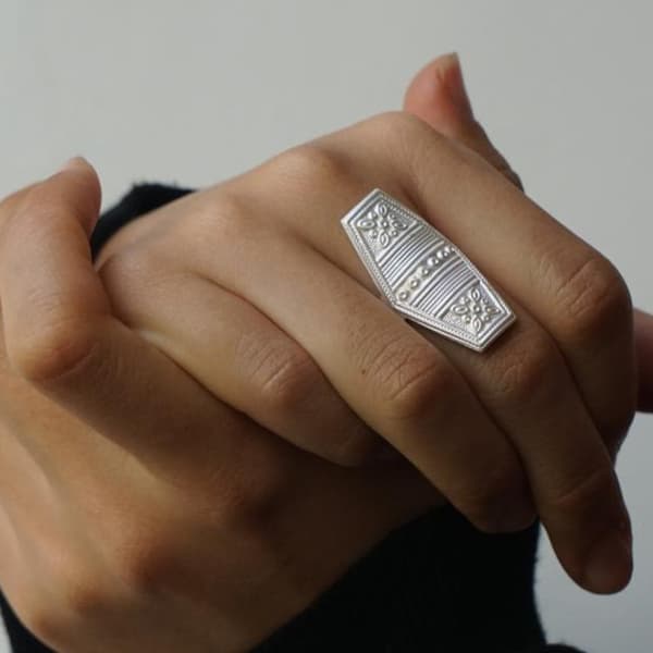 Kunstinspireret ring, legeringskonstruktion, unisex mode ring