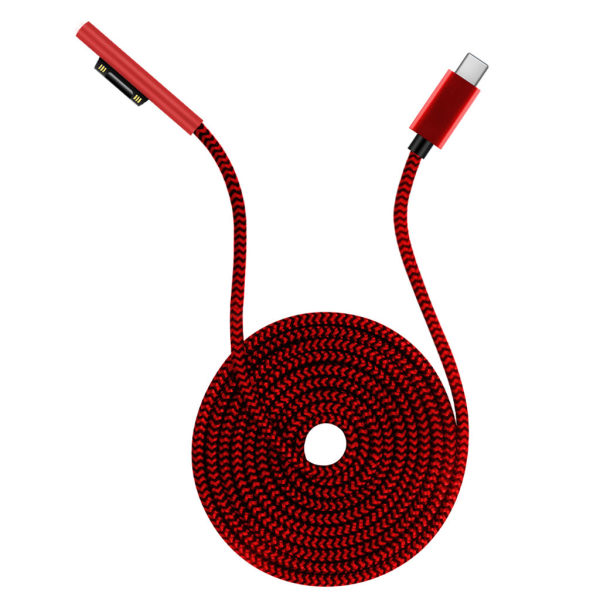 Typ-C Power Charger Pd Snabbladdningskabel för Microsoft- Surface Pro 3 4 5 6 7 Red