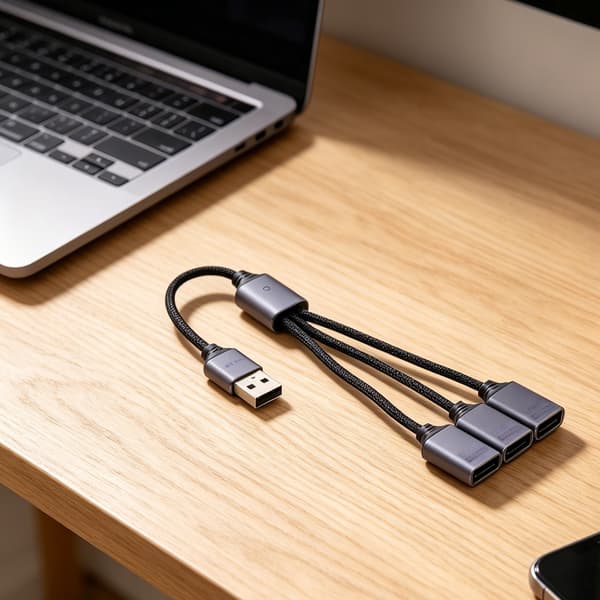 3-i-1 USB-splitkabel 25 cm ledning til computer, bærbar computer, USB-flashdrev, mus