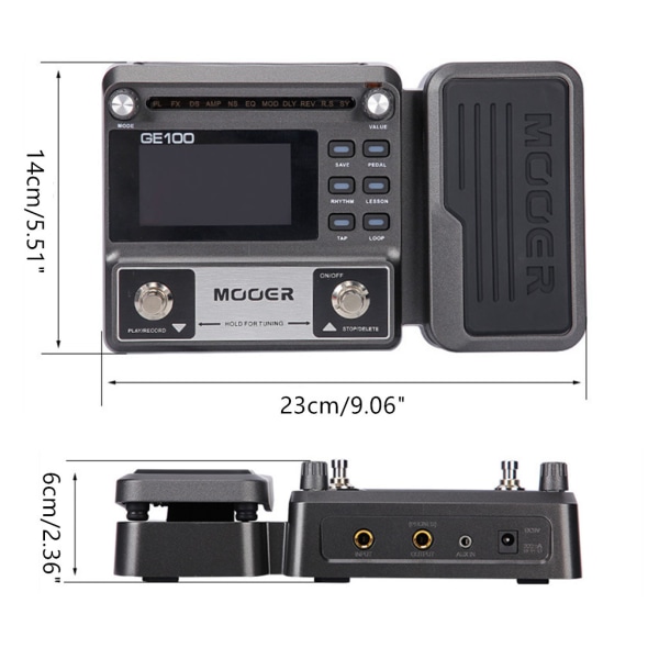 MOOER GE100 Multi-effekt Processor Elektrisk Guitar Pedal Forstaerker med 80 Presets EU Plug